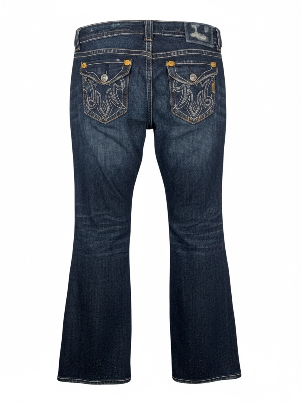 MEK Dark Blue bootcut Jeans with Contrast Stitching